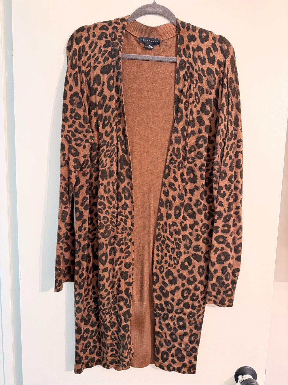 Sanctuary Leopard-Print Open-Front Long Cardigan - Brown/Black
